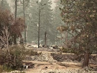Debris and rubble at Camp OAC (Okanagan Anglican Camp) is shown in a recent handout photo after it was destroyed by the McDougall Creek wildfire. THE CANADIAN PRESS/HO, Okanagan Anglican Camp 