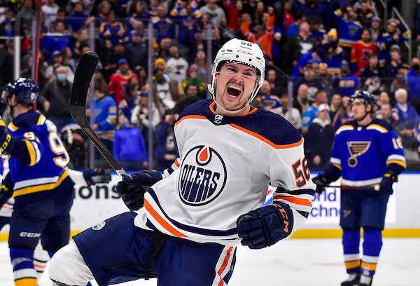 Kailer Yamamoto scores in last minute to lift Oilers to 5-4 win over Blues  - The Globe and Mail