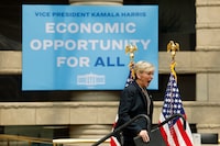 US Energy Secretary Jennifer Granholm arrives to speak before US Vice President Kamala Harris delivers remarks during the second stop of Harris's nationwide Economic Opportunity Tour in Detroit, Michigan, on May 6, 2024. (Photo by JEFF KOWALSKY / AFP) (Photo by JEFF KOWALSKY/AFP via Getty Images)