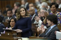 Deputy Prime Minister and Minister of Finance Chrystia Freeland presents the federal budget in the House of Commons in Ottawa  on Tuesday, April 16, 2024. THE CANADIAN PRESS/Adrian Wyld
