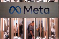 File - The Meta logo is displayed at the Vivatech show in Paris, France, June 14, 2023. Meta releases results on Thursday, Feb. 1, 2024. (AP Photo/Thibault Camus, File)