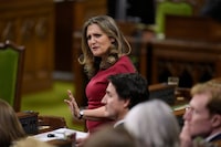 Minister of Finance Chrystia Freeland responds to a question from the Opposition after she delivered the 2023 Fall Economic Statement in the House of Commons, Tuesday, November 21, 2023 in Ottawa. THE CANADIAN PRESS/Adrian Wyld