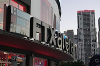 The FTX logo is shown on the FTX Arena, where the Miami Heat NBA basketball team play, in Miami, Fla., Tuesday, Dec. 6, 2022.&nbsp;The Canadian Securities Administrators (CSA) has set out new rules for unregistered cryptocurrency trading platforms operating in Canada following a wave of bankruptcies in the space including FTX, Voyager Digital and Celsius Network. THE CANADIAN PRESS/AP-Lynne Sladky