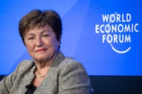 International Monetary Fund (IMF) Managing Director Kristalina Georgieva attends a session at the World Economic Forum (WEF) annual meeting in Davos on January 17, 2023. (Photo by Fabrice COFFRINI / AFP) (Photo by FABRICE COFFRINI/AFP via Getty Images)