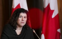 Auditor general of Canada Karen Hogan holds a press conference in Ottawa on Tuesday, Dec. 6, 2022. Canada's auditor general will review the contracts awarded by the federal government to McKinsey & Company. THE CANADIAN PRESS/Sean Kilpatrick