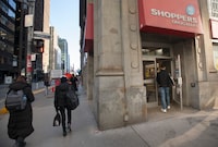 The Shoppers Drug Mart location at the south east corner of King St. East and Yonge St. in downtown Toronto, is photographed on Feb 6, 2024. (Fred Lum/The Globe and Mail)