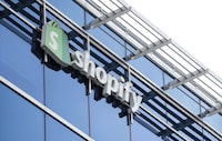 Shopify Inc. headquarters signage in Ottawa on Tuesday, May 3, 2022.