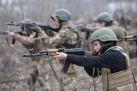 Training of recruits of the Third Assault Brigade at a training ground in Kyiv region on Friday, March 15, 2024