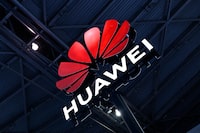 (FILES) A logo of Huawei is seen during the World Artificial Intelligence Conference (WAIC) in Shanghai on July 6, 2023. Chinese telecoms giant Huawei on March 29, 2024 said its profits more than doubled in 2023, a year that saw the company defy US sanctions with the release of a high-end smartphone. (Photo by WANG Zhao / AFP) (Photo by WANG ZHAO/AFP via Getty Images)