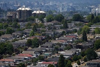 Houses are seen in Burnaby, B.C., on Wednesday, July 12, 2023. THE CANADIAN PRESS/Darryl Dyck