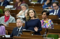 <p>Deputy Prime Minister and Minister of Finance Chrystia Freeland presents the federal budget in the House of Commons in Ottawa on Tuesday, April 16, 2024. Tuesday's federal budget announced several measures affecting the banking sector, including long-promised details about a framework for open banking. THE CANADIAN PRESS/Adrian Wyld</p>