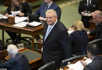 Ontario Premier Doug Ford is photographed in the Ontario Legislative Assembly after the legislature resumed sitting on Feb 20, 2024. (Fred Lum/The Globe and Mail)