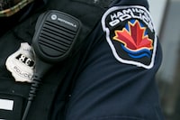 HAMILTON, MAY 30, 2019 - PTSD COP - Hamilton police officer Andrew Leng's left arm tattoos tell a compelling story about his 23 years on the job. Leng patrols Hamiltonâ??s downtown core by bicycle on May 30, 2019.  Over his career Leng has worked on patrol, in drug enforcement, detectives office, acting supervisor, training officer and in the crisis response unit. Leng estimates that he has been suffering with a form of PTSD for the last 15 years on the job. Now three years sober, Leng credits his post traumatic growth to his sobriety, mindfulness and meditation. Glenn Lowson photo/The Globe and Mail