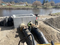 The British Columbia border community of Grand Forks is scrambling to get ahead of a deluge of water from melting snow and heavy rainfall after learning a terrible lesson five years ago about flooding. (THE CANADIAN PRESS/HO-City of Grand Forks
**MANDATORY CREDIT**