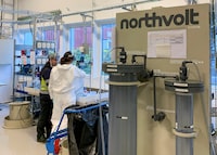 FILE PHOTO-Employees work at the Northvolt facility in Vasteras, Sweden, September 29, 2021. Picture taken September 29, 2021. REUTERS/Helena Soderpalm.