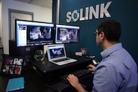 Mike Matta, CEO of Solink at his desk monitoring some of the live cameras January 3, 2019 in Ottawa. Solink is an Ottawa startup that is making big inroads into the quick service restaurant and retail space with AI-enabled video surveillance. It?s in 900 Tim Hortons and roughly the same number of  payday loan company Axcess Financial outlets and is rolling out in dozens of Chick-Fil-A Restaurant in the US.   DAVE CHAN / THE GLOBE AND MAIL

