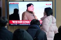 A TV screen shows a file image of North Korean leader Kim Jong Un during a news program at the Seoul Railway Station in Seoul, South Korea, Tuesday, Dec. 19, 2023. Kim threatened "more offensive actions" to repel what he called increasing U.S.-led military threats after he supervised the third test of his country's most advanced missile designed to strike the mainland U.S., state media reported Tuesday. (AP Photo/Ahn Young-joon)