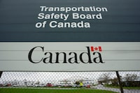 A Transportation Safety Board report says pilot experience, recent training and safety equipment were key factors in surviving the crash of a firefighting plane south of Cranbrook in August 2022. Transportation Safety Board of Canada (TSB) signage is pictured outside TSB offices in Ottawa, Monday, May 1, 2023. THE CANADIAN PRESS/Sean Kilpatrick