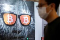 An advertisement for Bitcoin and cryptocurrencies is seen in Hong Kong, China September 27, 2021.