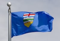 Alberta's provincial flag flies on a flag pole in Ottawa, Tuesday June 30, 2020. Alberta’s women’s issues minister is distancing herself from the judging committee for giving a $200 prize to an essay that says the sexes are not equal, and urges women to pick babies over careers.THE CANADIAN PRESS/Adrian Wyld