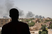 Smoke is seen in Khartoum, Sudan, Saturday, April 22, 2023. The fighting in the capital between the Sudanese Army and Rapid Support Forces resumed after an internationally brokered cease-fire failed. THE CANADIAN PRESS/AP-Marwan Ali