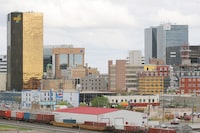 *one time use only* PREMIUM -- The Regina, Saskatchewan cityscape as seen from Taylor Field on Sunday, May 29, 2005. Regina is the second largest city in Saskatchewan and the provincial capital. (CP PHOTO/Geoff Howe)