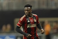Atlanta United's Derrick Etienne Jr. (18) runs during the first half of an MLS soccer match against DC United, Saturday, June 10, 2023, in Atlanta. Toronto FC added to its attack Wednesday by acquiring Haiti international winger Etienne Jr. from Atlanta United FC in exchange for up to $375,000 in 2025 general allocation money. THE CANADIAN PRESS/AP/Stew Milne