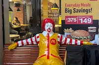 FILE PHOTO: A statue of Ronald McDonald, a mascot of the McDonald's fast-food restaurant chain is seen outside the restaurant in Mumbai, India, February 26, 2024. REUTERS/Francis Mascarenhas/File Photo
