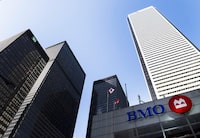 The BMO office tower is shown in Toronto's financial district in Toronto on Tuesday, April 5, 2016.