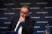 FILE PHOTO: Andrew Bailey, Governor of the Bank of England, attends the Bank of England Monetary Policy Report Press Conference, at the Bank of England, London, Britain, February 2, 2023. Yui Mok/Pool via REUTERS