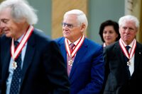Former British Columbia Premier Gordon Campbel, centre, departs an Order of Canada ceremony after being presented the Officer of the Order of Canada (OC) by Governor General Mary Simon (not seen) at Rideau Hall in Ottawa, on Thursday, May 2, 2024. Spencer Colby/The Globe and Mail

�