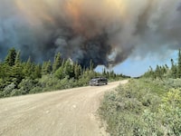 Wildfire smoke near Fort Albany in northern Ontario on July 6, 2023.