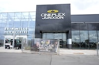 The exterior of Cineplex Junxion Erin Mills is shown in Mississauga, Ont., on Monday, April 24, 2023. Cineplex Inc. has signed a deal to sell its Player One Amusement Group business to OpenGate Capital for $155 million in cash. THE CANADIAN PRESS/Nathan Denette