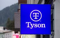FILE PHOTO: The logo of Tyson Foods is seen in Davos, Switzerland, May 22, 2022. Picture taken May 22, 2022.   REUTERS/Arnd Wiegmann/File Photo