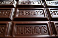 A Hershey's chocolate bar is shown in this photo illustration in Encinitas, California January 29, 2015.