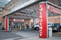 The entrance to the emergency department at Peter Lougheed hospital is pictured in, Calgary, Alta., Tuesday, Aug. 22, 2023. THE CANADIAN PRESS/Jeff McIntosh