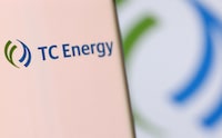 FILE PHOTO: TC Energy's logo is pictured on a smartphone in this illustration taken, December 4, 2021. REUTERS/Dado Ruvic/Illustration/File Photo/File Photo