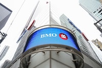 Bank of Montreal signage is pictured in the financial district in Toronto, Friday, Sept. 8.