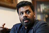 Sri Lanka’s leading presidential candidate, National Peoples Power (NPP) leader Anura Dissanayake, speaks with the Globe at Caffe Citadella in Vancouver, B.C. on March 25, 2024. (Jennifer Gauthier/The Globe and Mail)



�