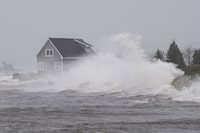 Storm surge causes large waves to crash in front of a home near Indian Harbour, N.S. on Saturday, September 16, 2023. Intense wind and heavy rain has affected much of the Maritimes as post-tropical cyclone Lee begins to make landfall. 

Darren Calabrese/The Globe and Mail