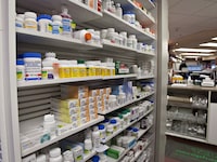 Shelves of medication are seen at a pharmacy in Quebec City on March 8, 2012.
