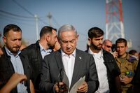 FILE PHOTO: Israeli Prime Minister Benjamin Netanyahu arrives for a briefing near the Salem military post between Israel and the West Bank, Tuesday, July 4, 2023. Shir Torem/Pool via REUTERS/File Photo