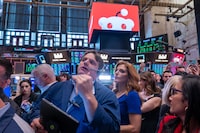 The trading floor of the New York Stock Exchange (NYSE) prepares for the social media platform Reddit's initial public offering (IPO) on March 21.