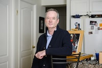 Ron Clarkin, a reluctant retiree, poses for a photograph in his home studio while working on a commission, in Toronto, Friday Jan. 19, 2024. (Christopher Katsarov/The Globe and Mail)