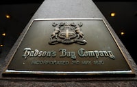 Hudson Bay Company sign is shown outside of a store in Toronto on Monday, January 27, 2014. Hudson's Bay Company is pulling out of Regina, announcing it will close its only department store in Saskatchewan's capital city next year. THE CANADIAN PRESS/Nathan Denette
