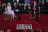 FILE - President Donald Trump speaks during a FOX News Channel town hall at the Scranton Cultural Center, March 5, 2020, in Scranton, Pa. A $1.6 billion lawsuit against Fox News for its coverage of false claims surrounding the 2020 presidential election isn’t the only thing putting pressure on the standard for U.S. libel law. Former President Donald Trump and Florida Gov. Ron DeSantis have argued for weakening the libel standard that has protected media organizations for more than half a century. (AP Photo/Evan Vucci, File)