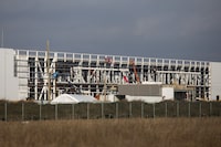 Work continues on the NextStar Energy EV battery plant in Windsor, Ont., Friday, Feb. 9, 2024.