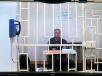 Timur Ivanov, Russian Deputy Defence Minister, who was dismissed from his post and taken into custody on suspicion of accepting bribes, appears on a screen via a video link during a court hearing to consider an appeal against his pre-trial detention in Moscow, Russia, May 8, 2024. Moscow City Court's Press Office/Handout via REUTERS ATTENTION EDITORS - THIS IMAGE HAS BEEN SUPPLIED BY A THIRD PARTY. NO RESALES. NO ARCHIVES. MANDATORY CREDIT.
