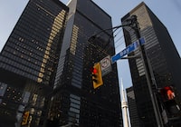 Buildings on Bay Street in Canada's financial district are shown in Toronto on Wednesday, March 18, 2020. THE CANADIAN PRESS/Nathan Denette