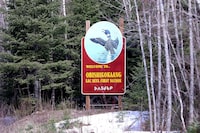 A study has found air inside homes on four remote First Nations in northwestern Ontario contained carbon monoxide, fine particles, mould and other substances that increase the risk of respiratory infections. A welcome sign for the Lac Seul First Nation west of Sioux Lookout, Ont., on April 24, 2018. THE CANADIAN PRESS/Colin Perkel